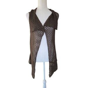 Baby Alpaca Beyons threads Knit vest MEDIUM Open Front Bronw Peruvian